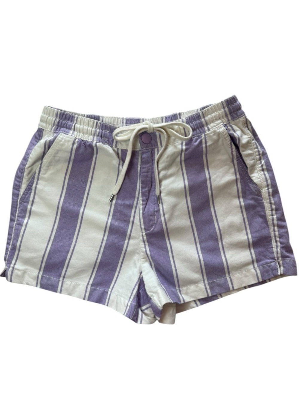 American Eagle Striped Lavender & White Drawstring Women’s Medium Shorts